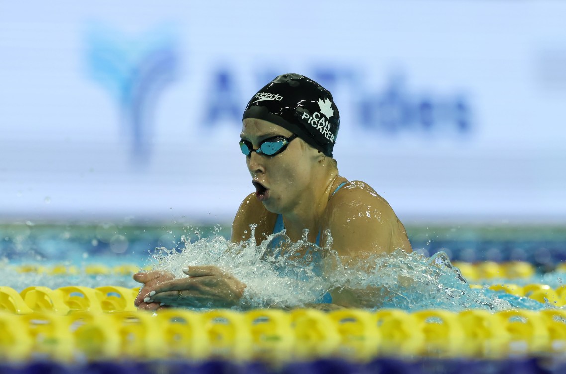 Sydney Pickrem swims a breaststroke race 
