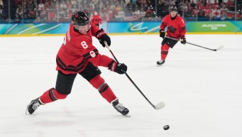 Cale Makar competes in ice hockey.