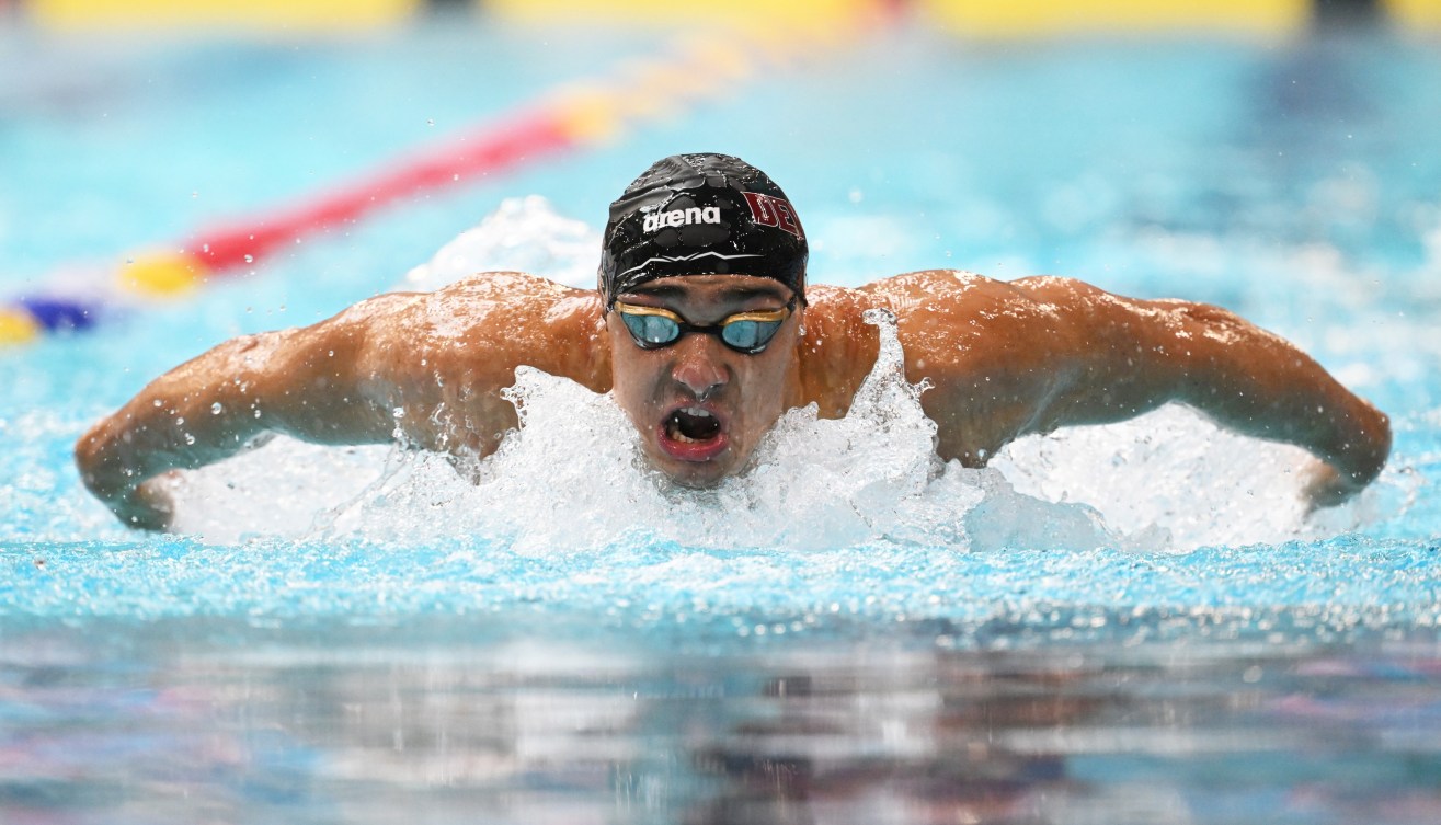 Ilya Kharun swims butterfly stroke 