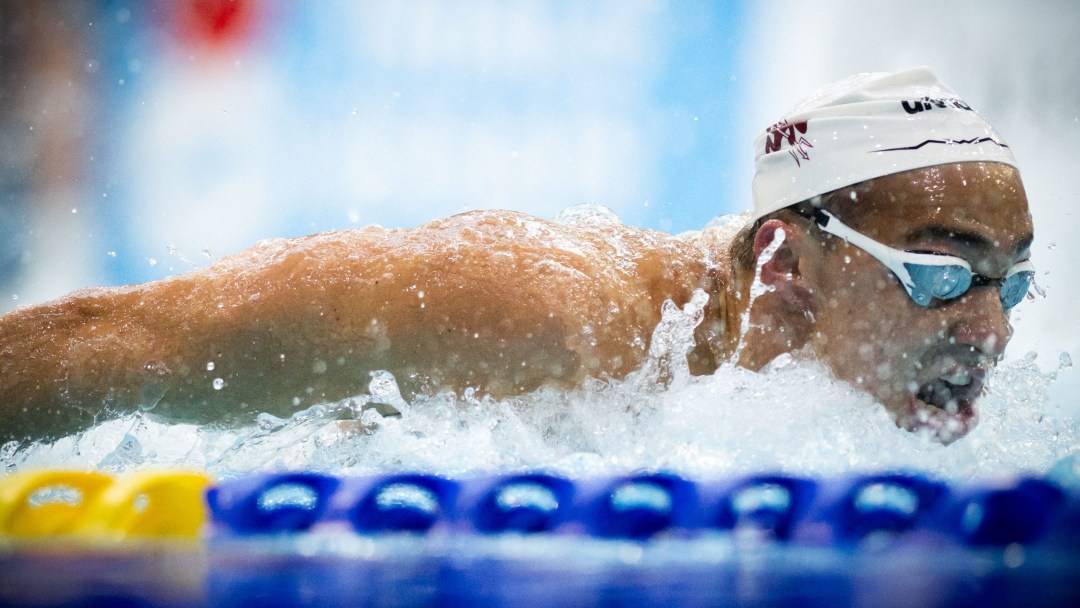 Ilya Kharun swims butterfly at the Bell Canadian Swimming Trials