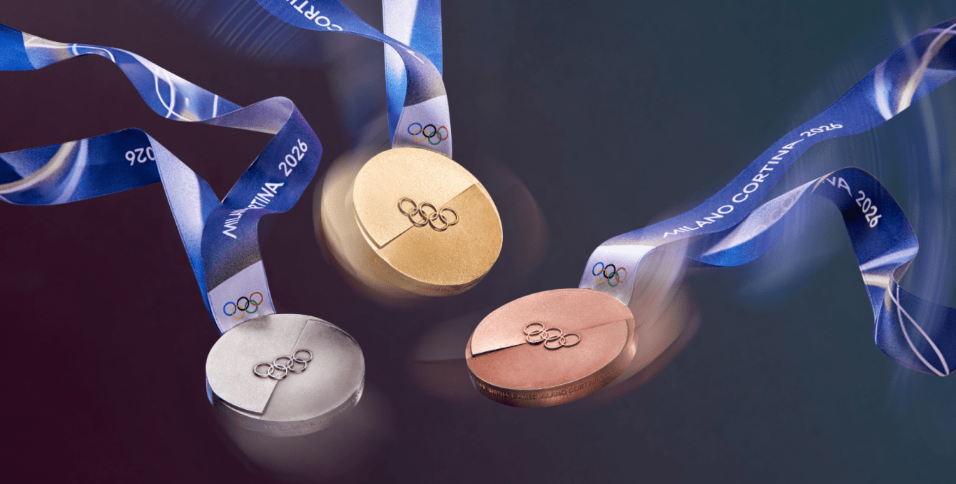 Artistic rendering of the Milano Cortina 2026 Olympic medals