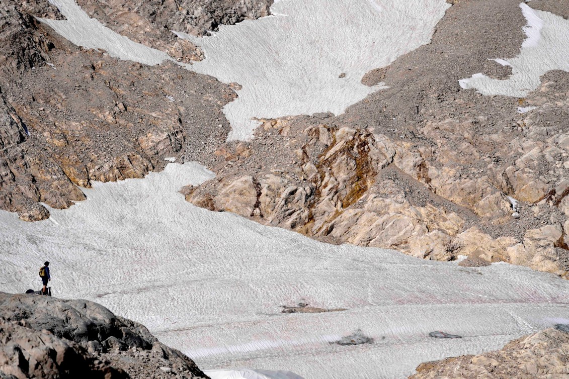 Rocks show through where glacier ice once was