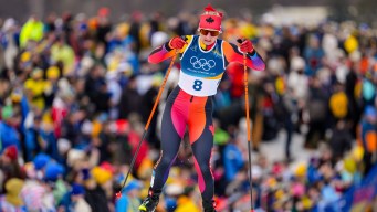 Sonjaa Schmidt competes in cross country skiing.