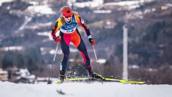 Amelia Wells competes in cross-country skiing.