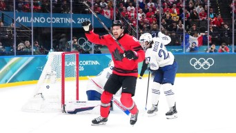 Mark Stone competes in ice hockey.