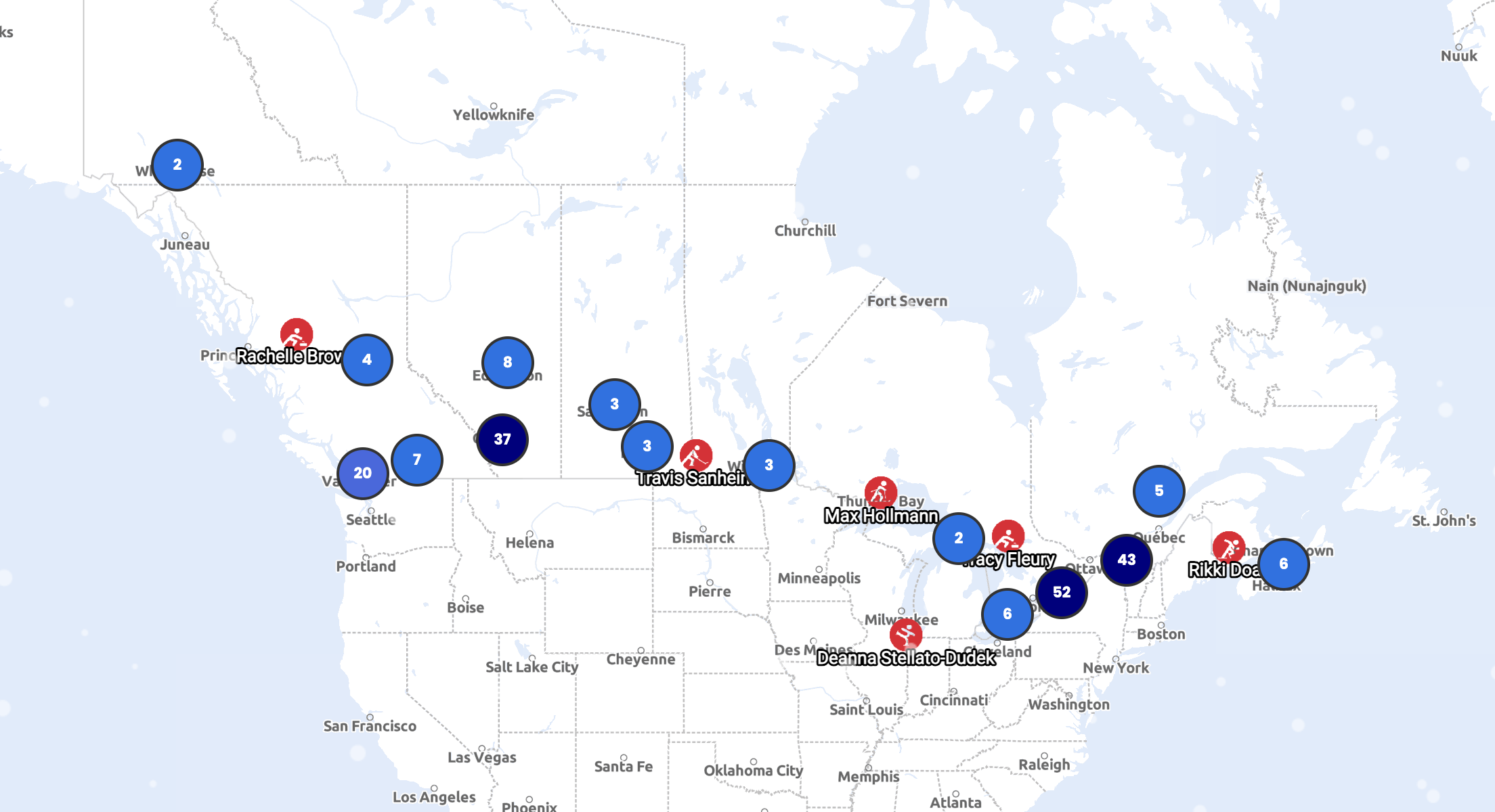 Team Canada Athletes Map 2026 Winter Olympics Team Canada Athlete Map 