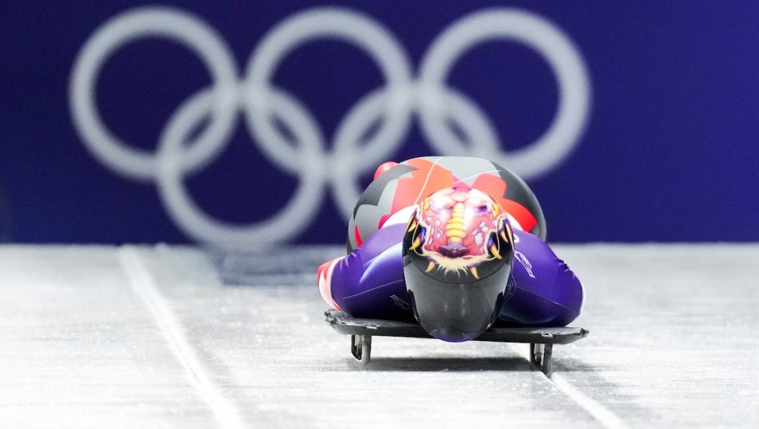 Hallie Clarke competes in skeleton.