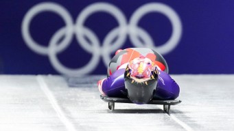 Hallie Clarke competes in skeleton.