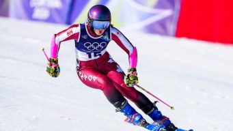 Britt Richardson competes in giant slalom.