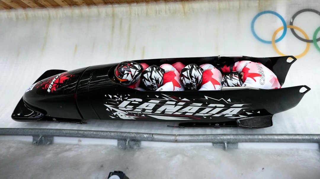 Lukas Stoikos competes in bobsleigh.