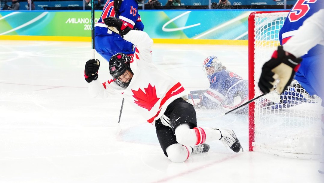 Kristin O'Neil competes in ice hockey.