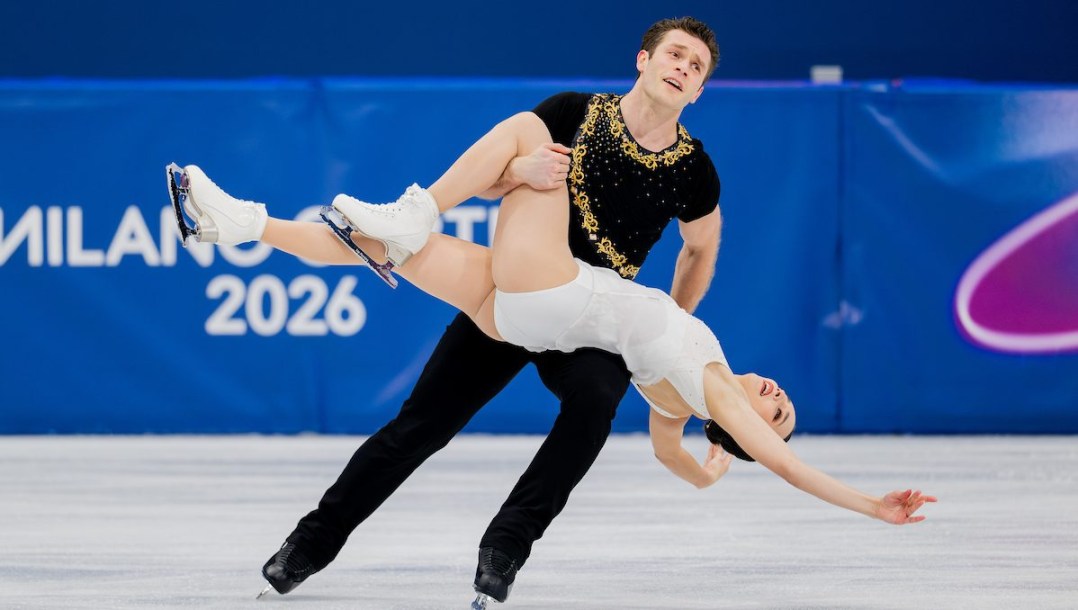Lia Pereira competes in figure skating.
