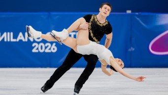 Lia Pereira competes in figure skating.