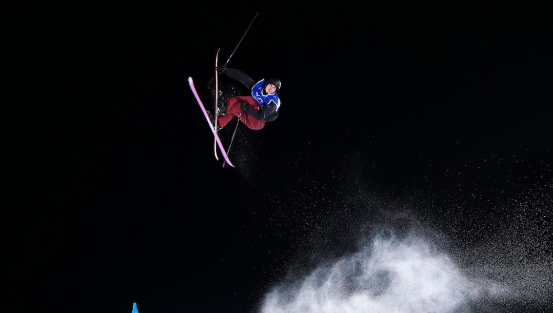 Dylan Deschamps competes in freestyle skiing.