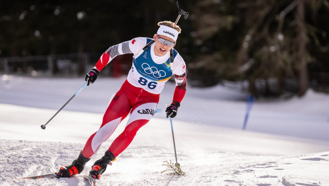 Jasper Fleming competes in biathlon.