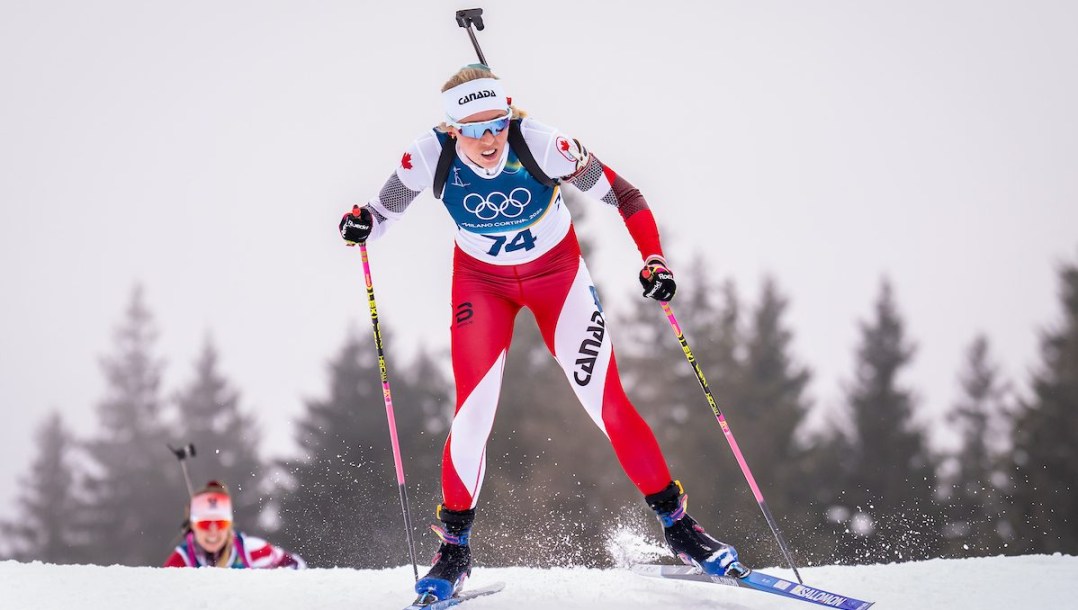 Pascale Paradis competes in biathlon.
