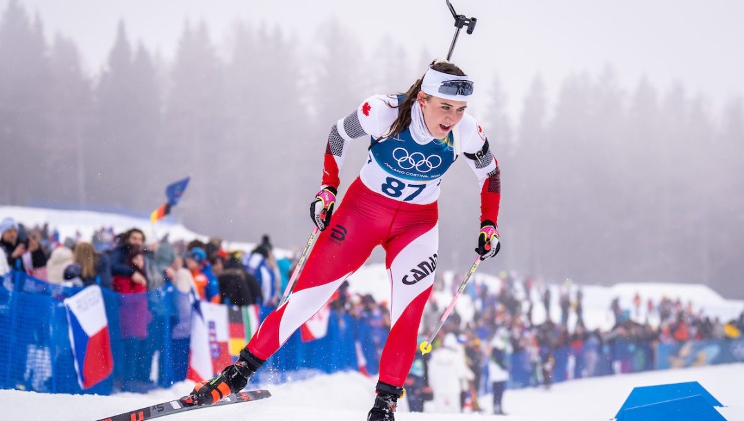 Benita Peiffer competes in biathlon.