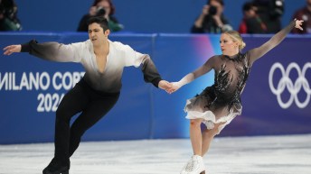 Marjorie Lajoie and Zachary Lagha compete in the ice dance