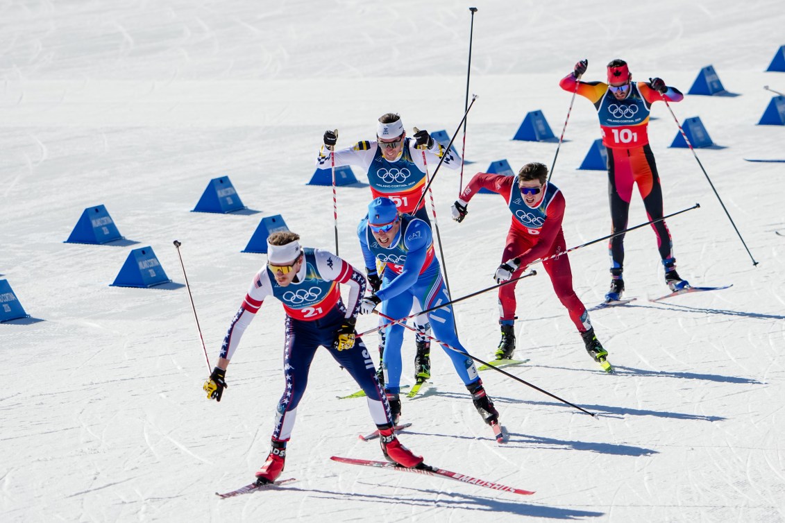 Antoine Cyr competes in the cross-country skiing men's team sprint free