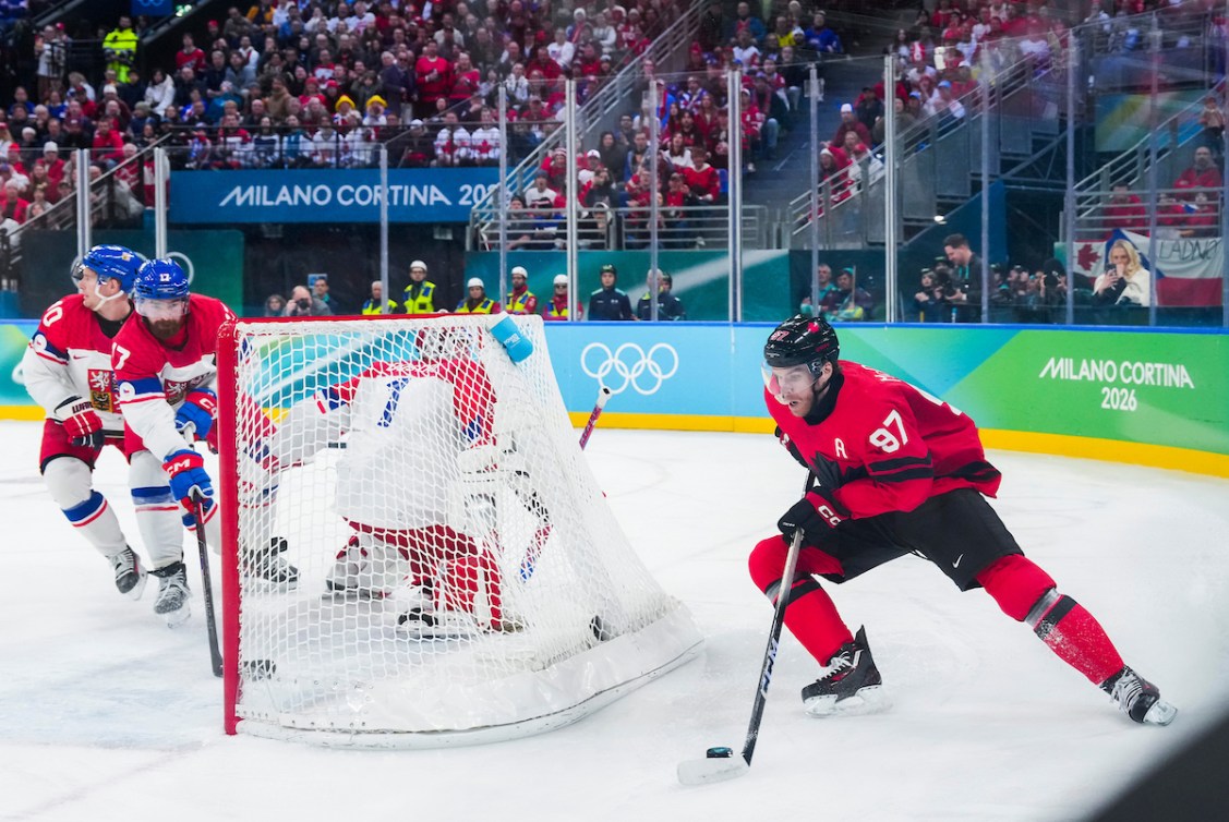 Connor McDavid skates against Czechia