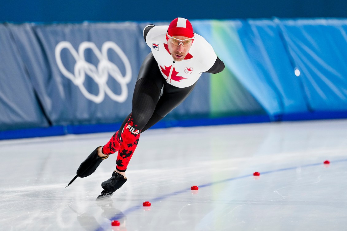 Ted-Jan Bloemen skates in the 5000m long track speed skating event
