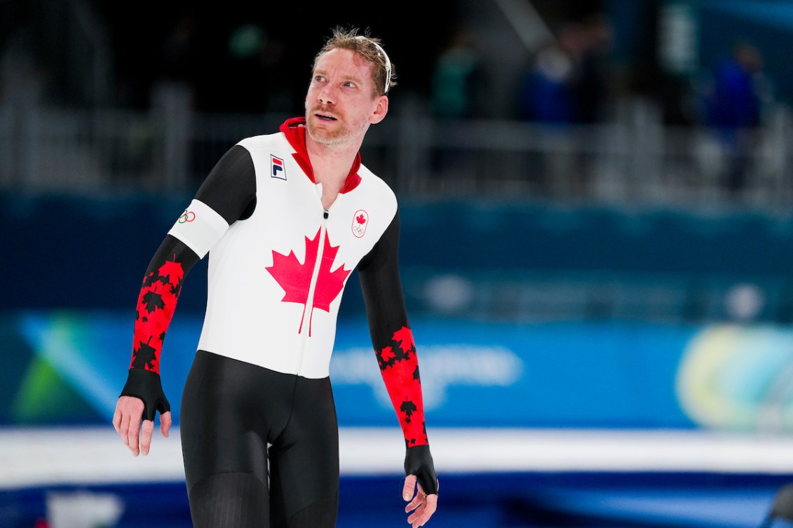Ted-Jan Bloemen skates in the 5000m long track speed skating event