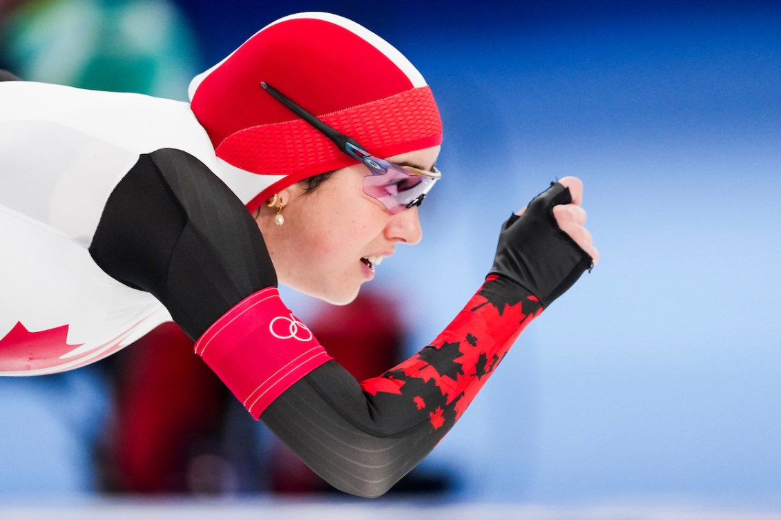 Beatrice Lamarche skates in the women’s 1000m speed skating event