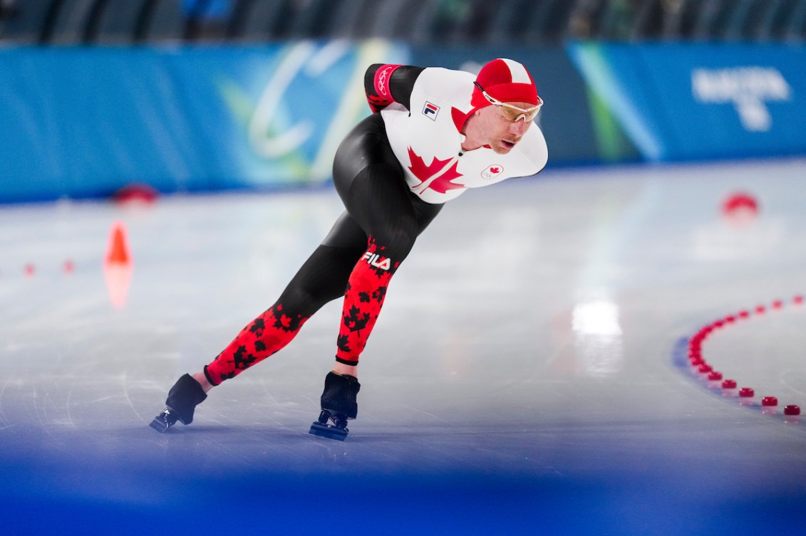 Ted-Jan Bloemen skates in long track speed skating event