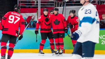 Sam Reinhart celebrates scoring a goal