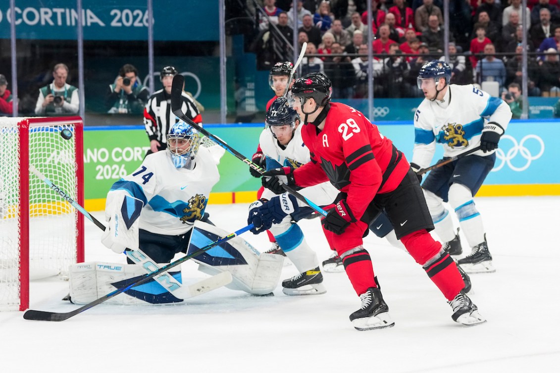 Nathan MacKinnon scores a go ahead goal against Juuse Saros