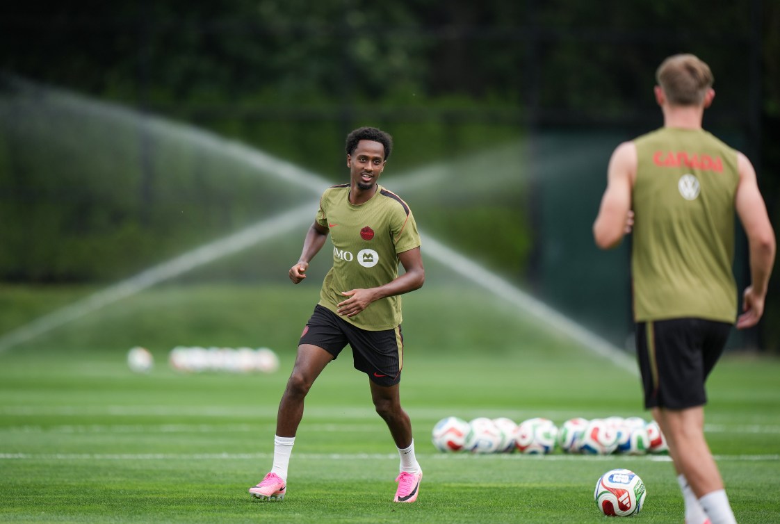 Ali Ahmed saat latihan pada hari Senin.