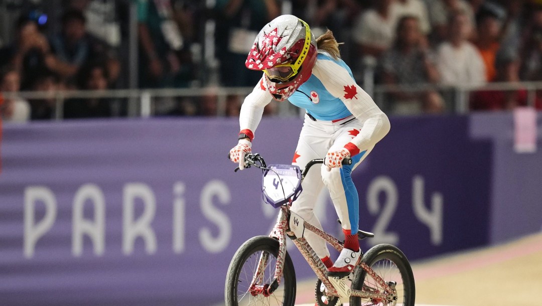Molly Simpson competes in BMX racing at the 2024 Paris Olympic Games