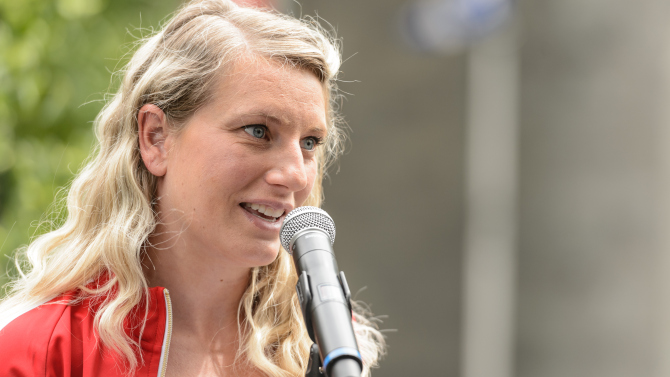 MONTREAL, QC - JUNE 17:  Four-time Olympic medallist Emilie Heymans will make an important announcement related to Canada Olympic Excellence Day..  (Photo by Minas Panagiotakis)