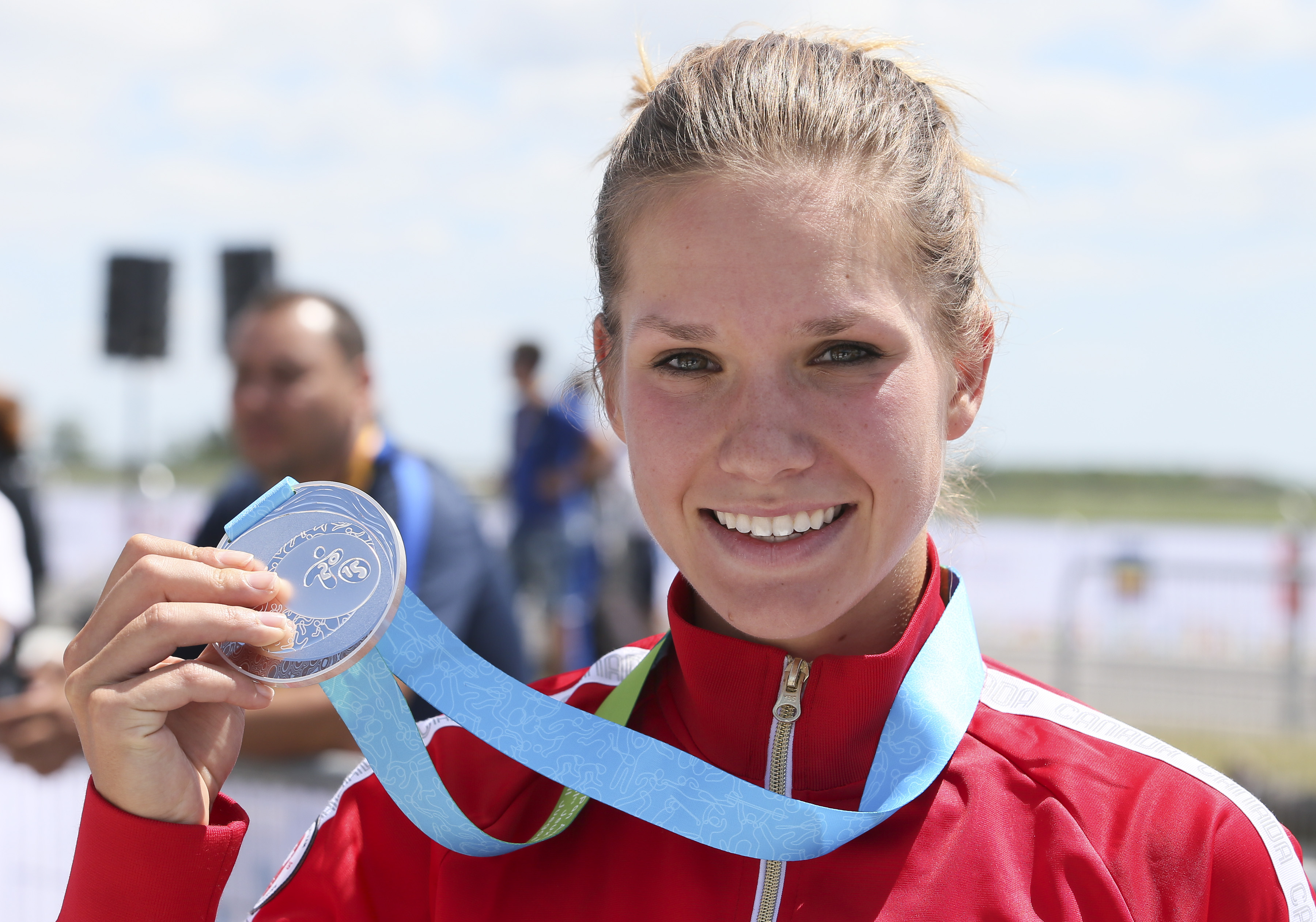 Jasmine Glassier of Vancouver was the silver medalist in the cycling time trial at the Pan American Games in Milton, Ont., Tuesday, July 21, 2015. Photo by Mike Ridewood/COC