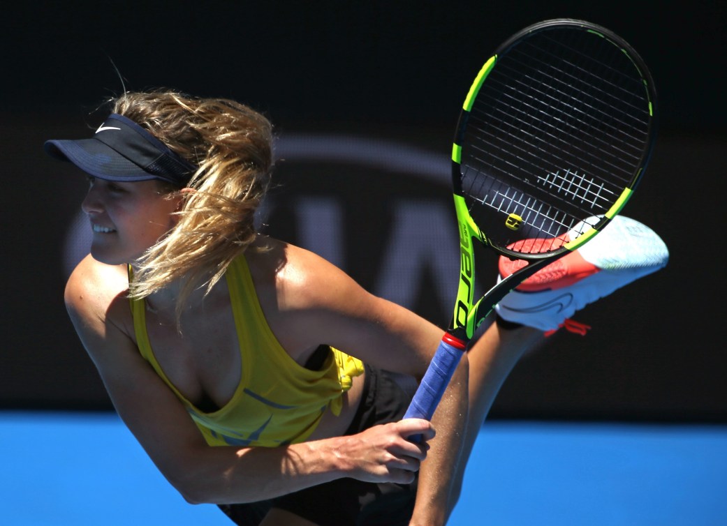 Eugenie Bouchard lors d'une séance d'entraînement le 17 janvier 2016.(AP Photo/Rick Rycroft)