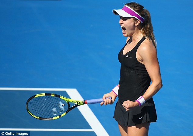 Photo manchette : Eugenie Bouchard réagit après sa victoire contre Dominika Cibulkova au tournoi international de Hobart, le 15 janvier 2015 (Photo : Getty)