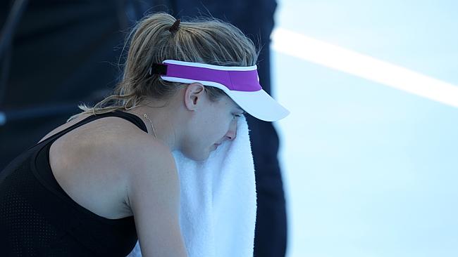 Eugenie Bouchard après avoir perdu son match de finale à Hobart, le 16 janvier 2016. (Photo : News Corp Australia)