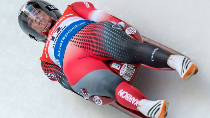 Kimberley McRae lors de l’épreuve féminine de la Coupe du monde d'Altenberg, en Allemagne.