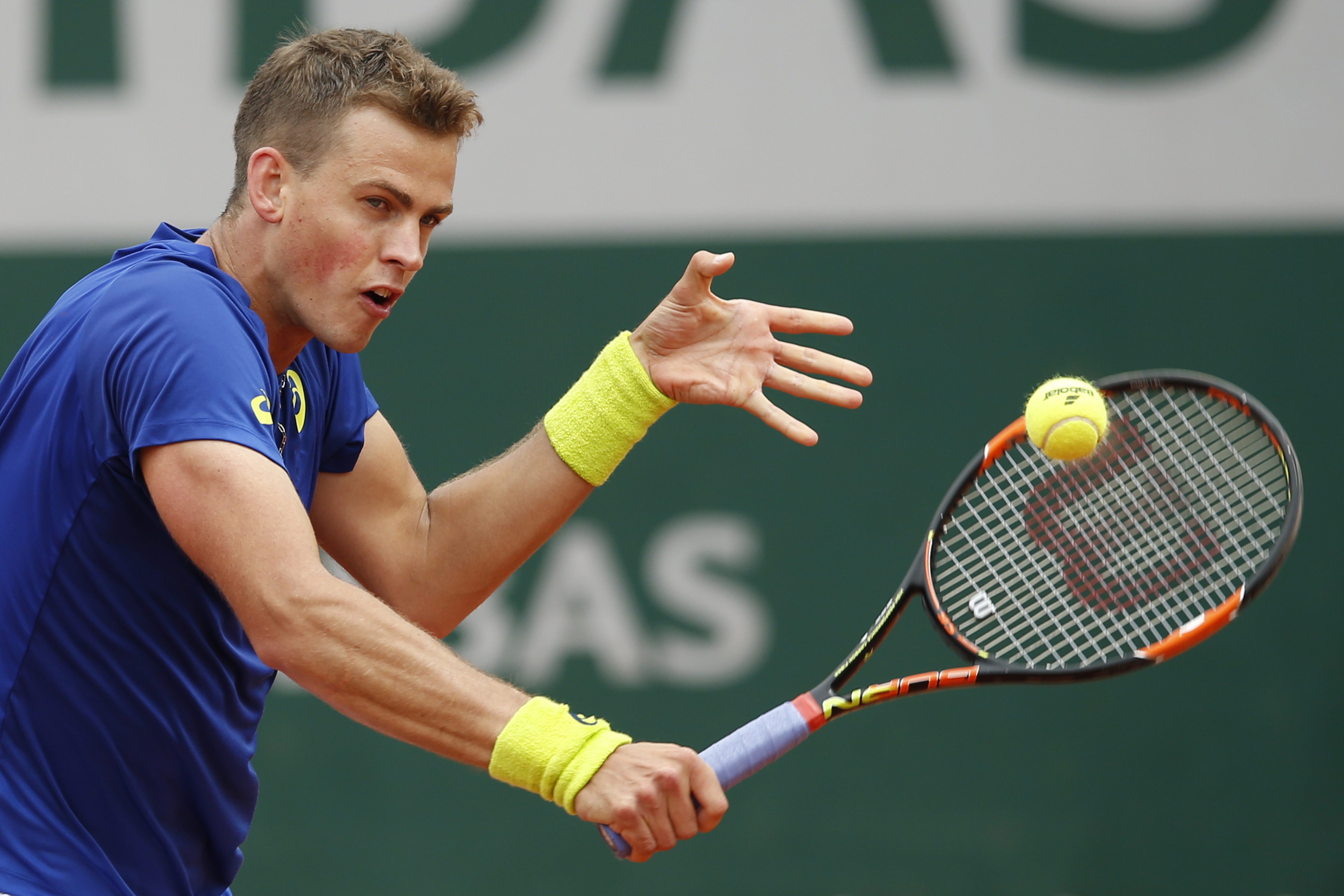 Vasek Pospisil à Roland-Garros le 26 mai 2016. (AP Photo/Alastair Grant)