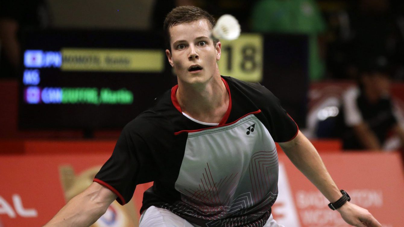 Martin Giuffre au Championnat mondial de badminton, le 12 août 2015. (AP Photo/Achmad Ibrahim)