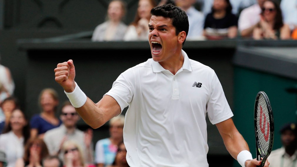 Milos Raonic fier de sa victoire en demi-finale contre Roger Federer, à Wimbledon.