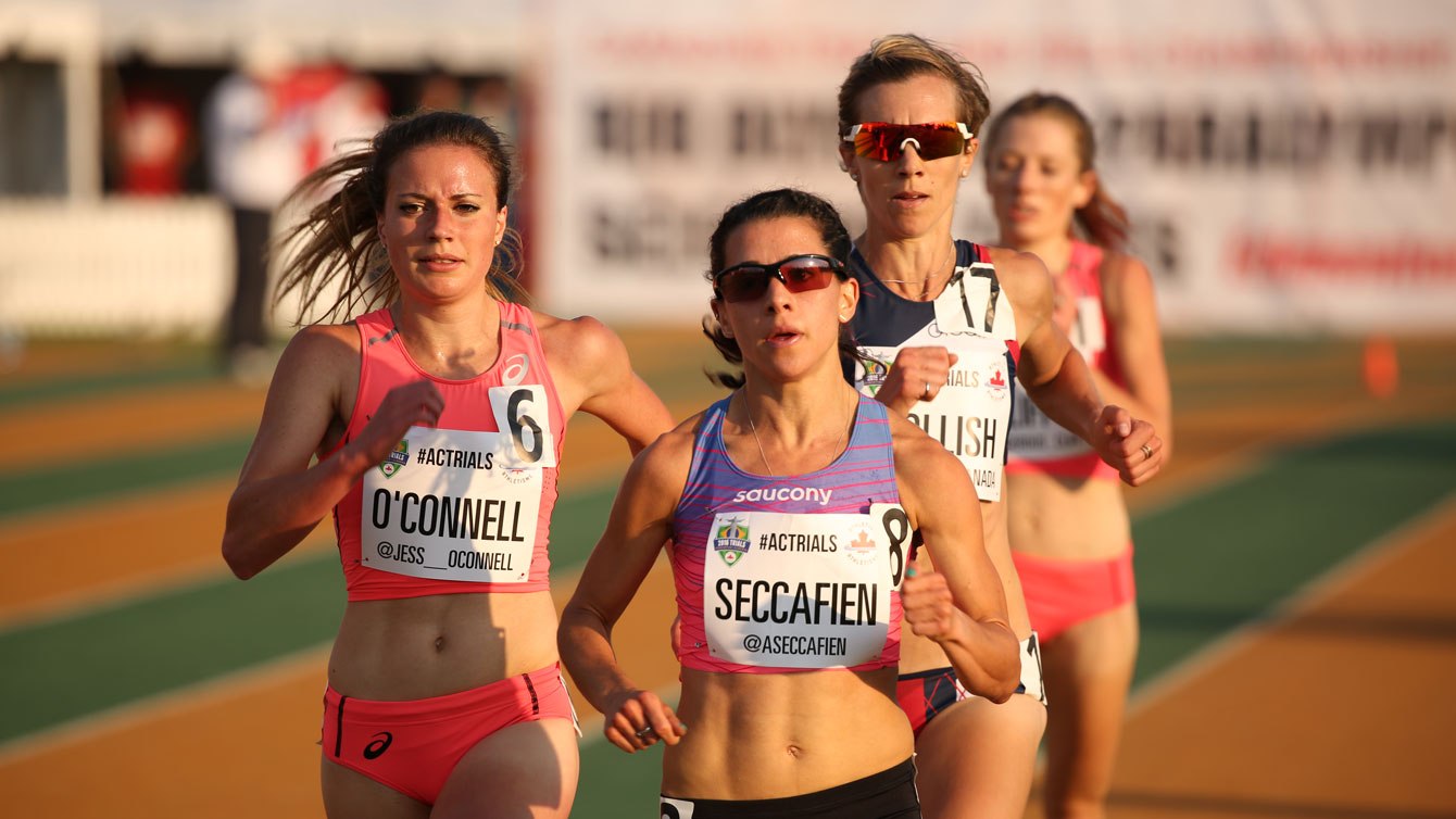 Andrea Seccafien a été la première à franchir le fil d’arrivée à l’épreuve du 5 000 m féminin, le aux essais olympiques d’Athlétisme Canada, le 7 juillet 2016 à Edmonton.