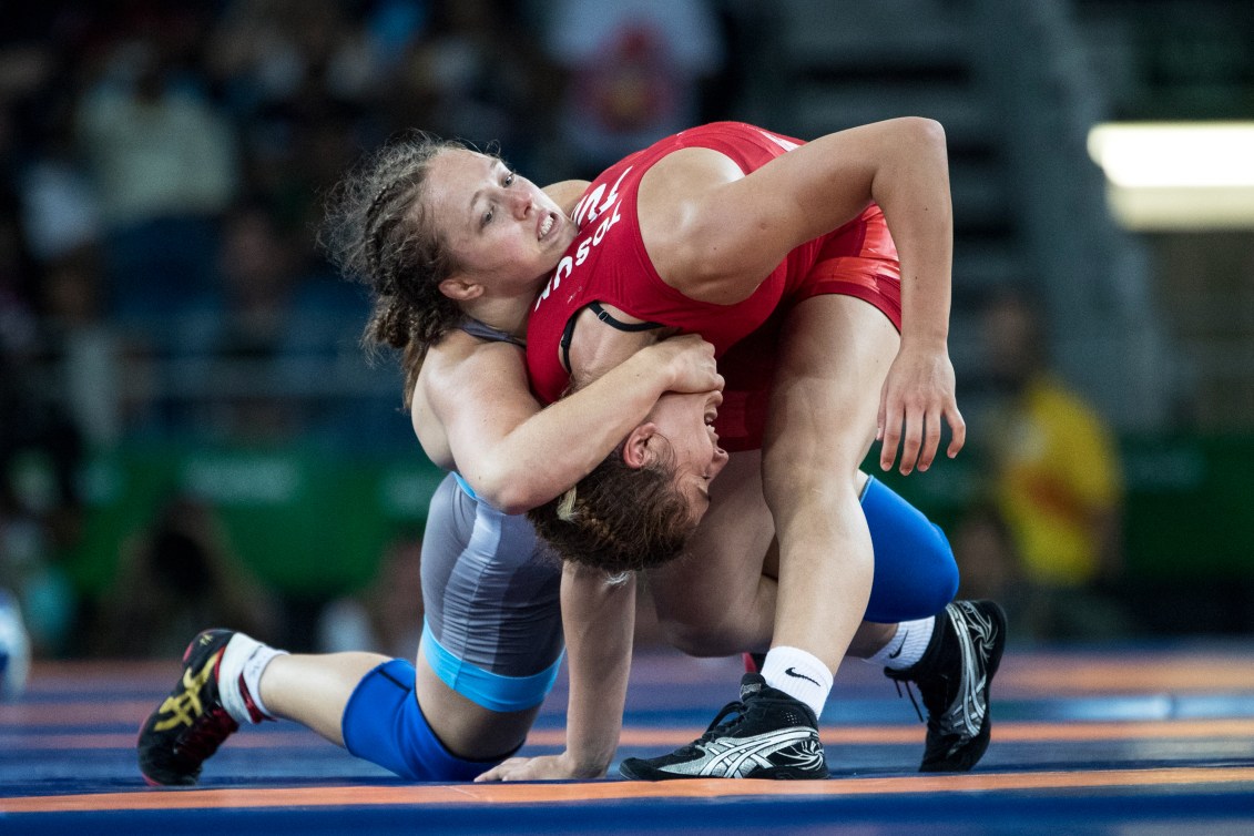 Dorothy Yeats contre Buse Tosun de la Turquie à son combat de repêchage aux Jeu olympiques de Rio, le 17 août 2016. (COC/David Jackson)