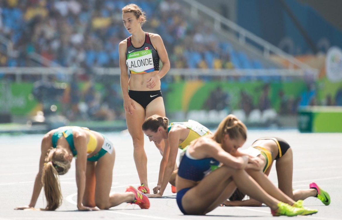 Geneviève Lalonde lors de la finale du 3000 m steeple aux Jeux olympiques de Rio, le 15 août 2016. (COC Photo/Mark Blinch)