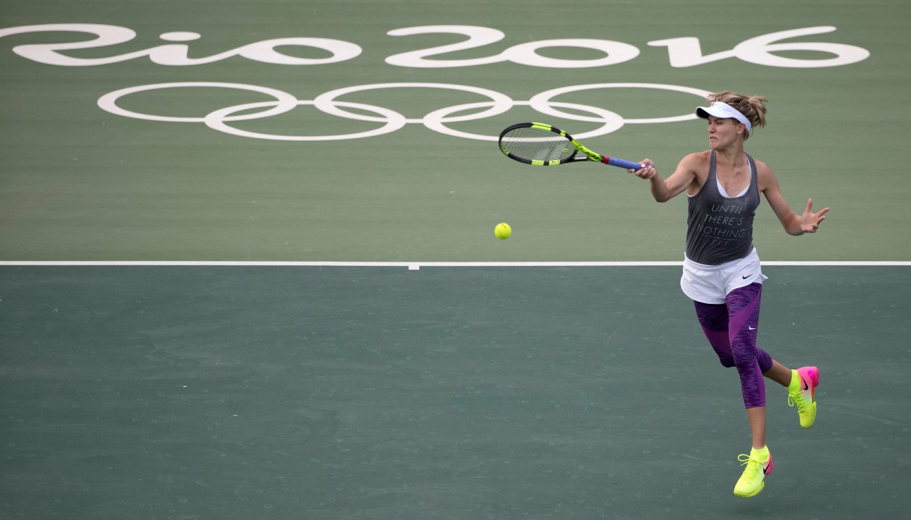 Eugenie Bouchard s'entraîne au Centre olympique de tennis de Rio. Photo: Jason Ransom COC