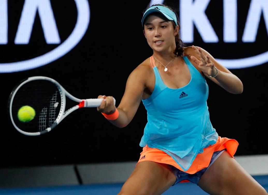 L'américaine Louisa Chirico a eu peu de chance contre Eugenie Bouchard au premier tour des Internationaux d'Australie, le 16 janvier 2017. (AP Photo/Kin Cheung)