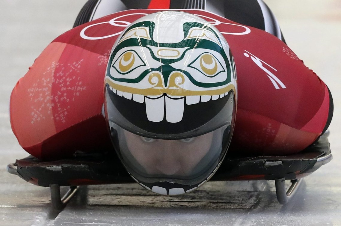 Kevin Boyer lors de sa deuxième descente le 15 février aux Jeux olympiques d'hiver de PyeongChang. (AP Photo/Andy Wong)