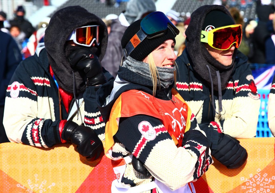 <em>Laurie Blouin, d’Équipe Canada, gagne la médaille d’argent à l’épreuve féminine de snowboard slopestyle pendant les Jeux olympiques d’hiver de PyeongChang 2018, en Corée du Sud, le 12 février 2018. (Photo : Vaughn Ridley/COC)