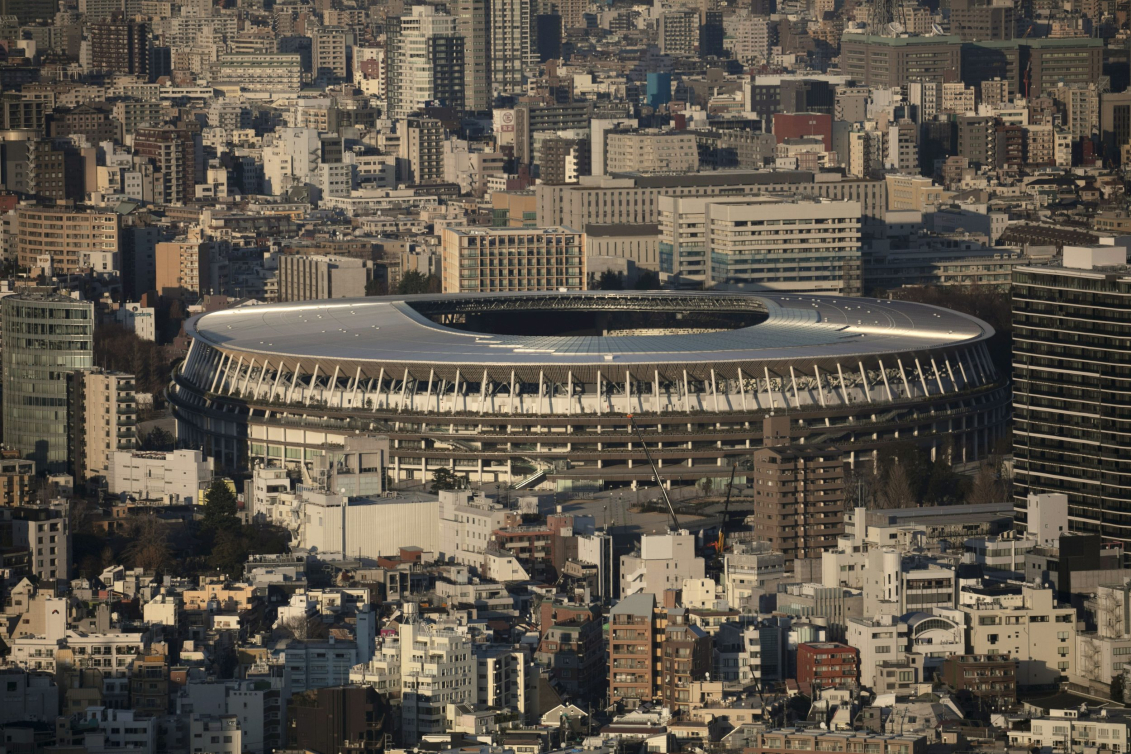 Vue aérienne du stade olympique de Tokyo 2020
